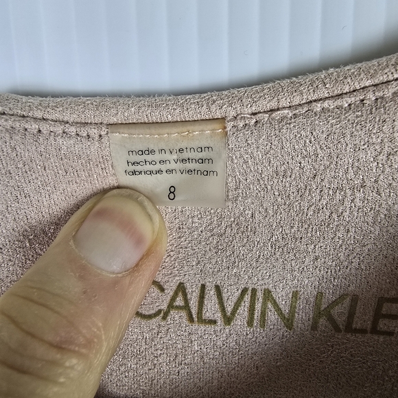 NWOT Calvin Klein Faux-Suede Tulip Sleeve Sheath Dress Light Pink Size 8 Bodycon - Picture 8 of 16